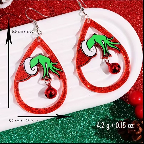 The Grinch Christmas Earrings - Picture 6 of 6